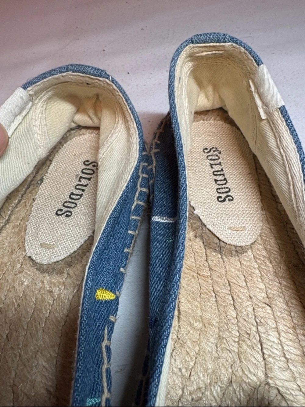Soludos Blue embroidered espadrille Flats Size 10